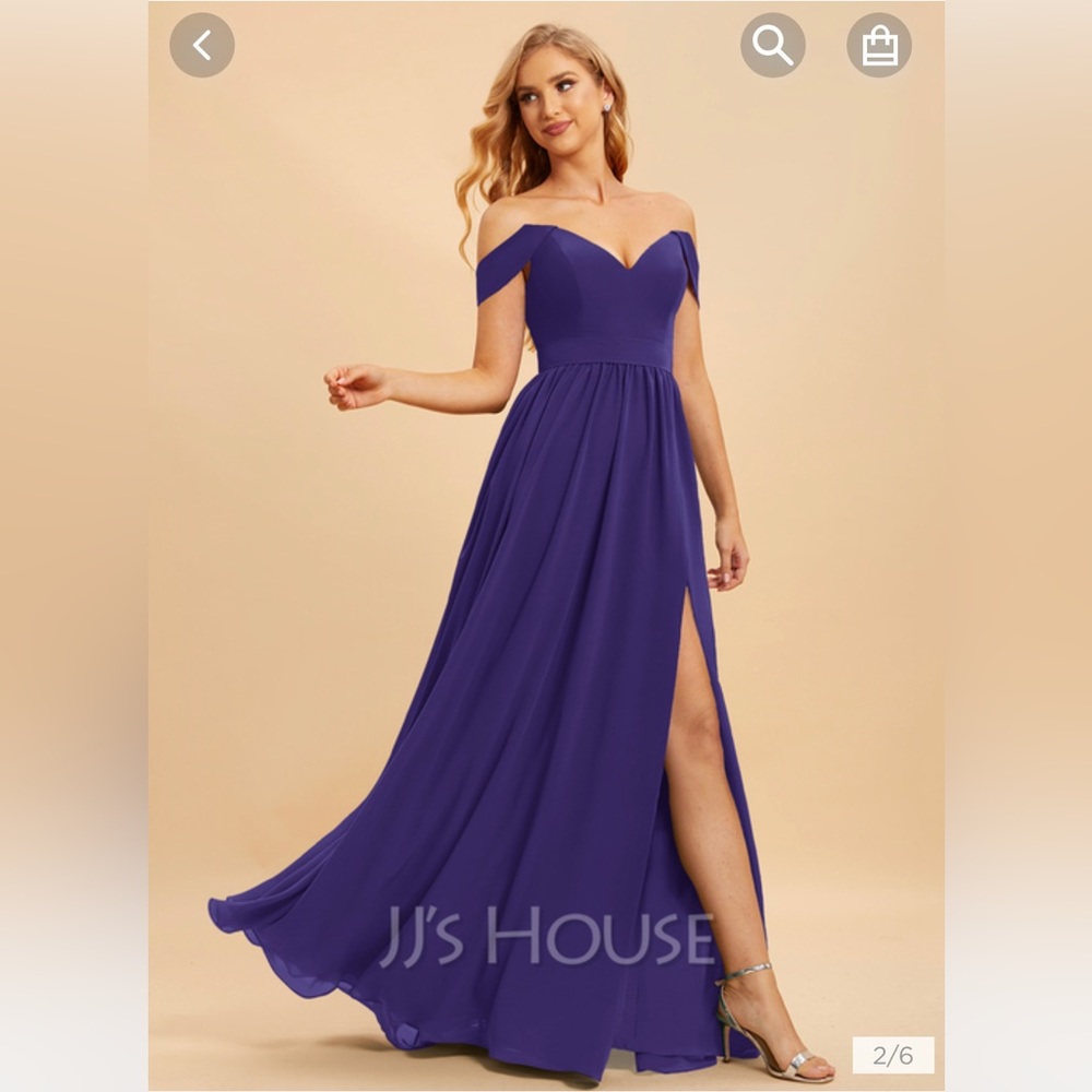 JJ's House A-line Off the Shoulder Floor-Length Chiffon Bridesmaid Dress